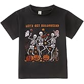 MODNTOGA Halloween Shirt Toddler Boy Girl Skeleton Party T-Shirt Let's Get Halloweird Pumpkin Tee Tops Spooky Season Outfit