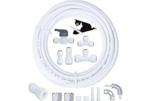 YUHX Refrigerator Water Line Kit Connection and 1/4 Compression Ice Maker Installation Kit,1/4" OD Tubing with Quick Connect for Fridge IceMaker Reverse Osmosis RO Systems Water Filters Faucet 25ft