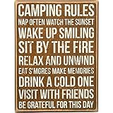 Primitives by Kathy 27371  Rustic Brown Box Sign, 6 x 8, Camping Rules