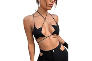 ELLA LUST Rave Star Top for Women - EDC Festival Sexy Halter Party Dance Bra Backless Strappy Crisscross Wrap Tie Outfits