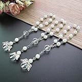 24 Pcs Mini Rosary Baptism Favors with Angels for Boy and Girl Recuerdos de Bautizo Finger Rosaries Silver Plated