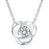 Impalsory Moissanite Rose Pendant Necklace for Women, 925 Sterling Silver 18K Gold Plated, D Color VVS1 Moissanite Stone, Hypoallergenic Jewelry with Chain, Gift Box Included
