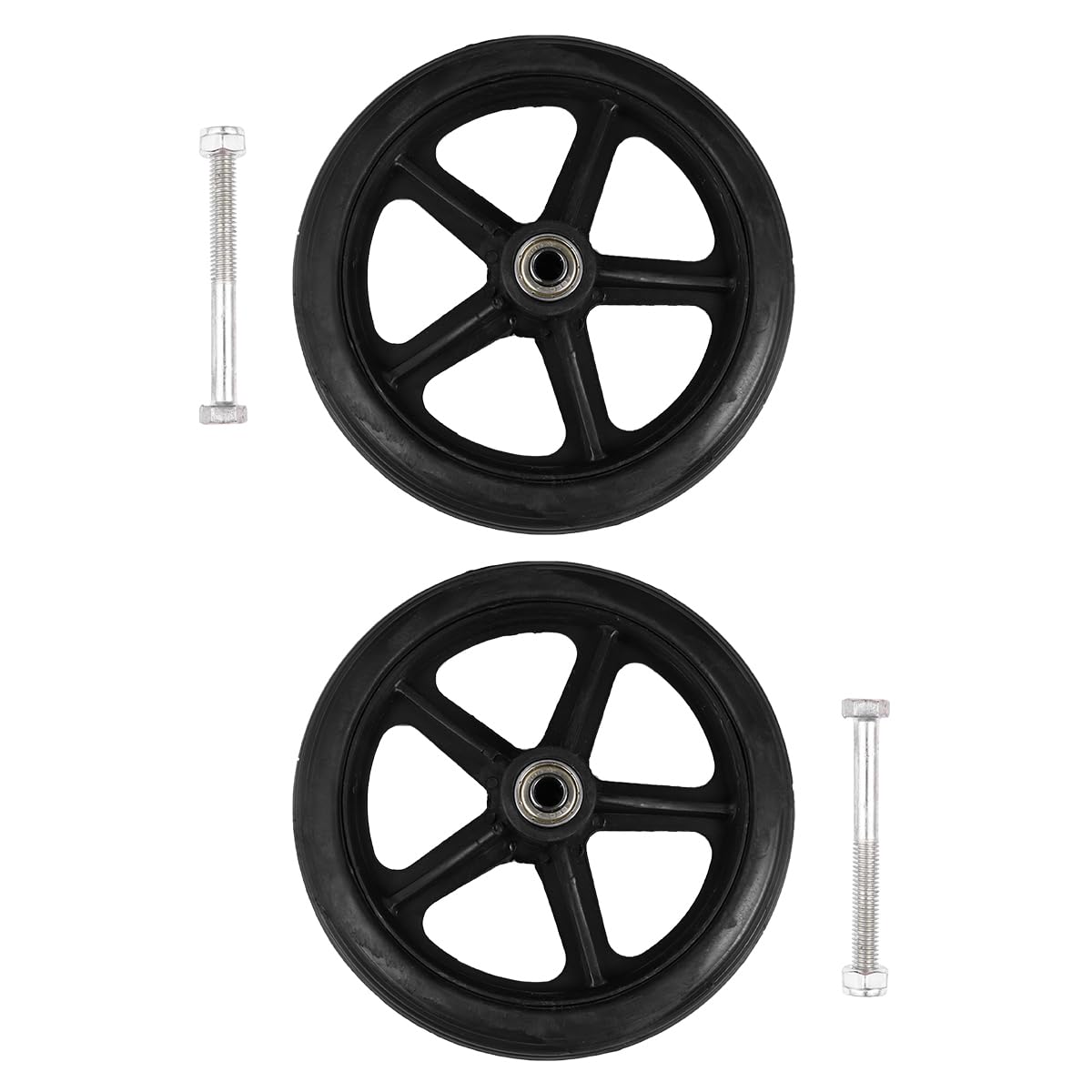 Healifty 2Pcs Wheelchair Front Wheel: Solid Rubber Wheel Replacement for Wheelchairs Rollators Walkers Black 7 Inch