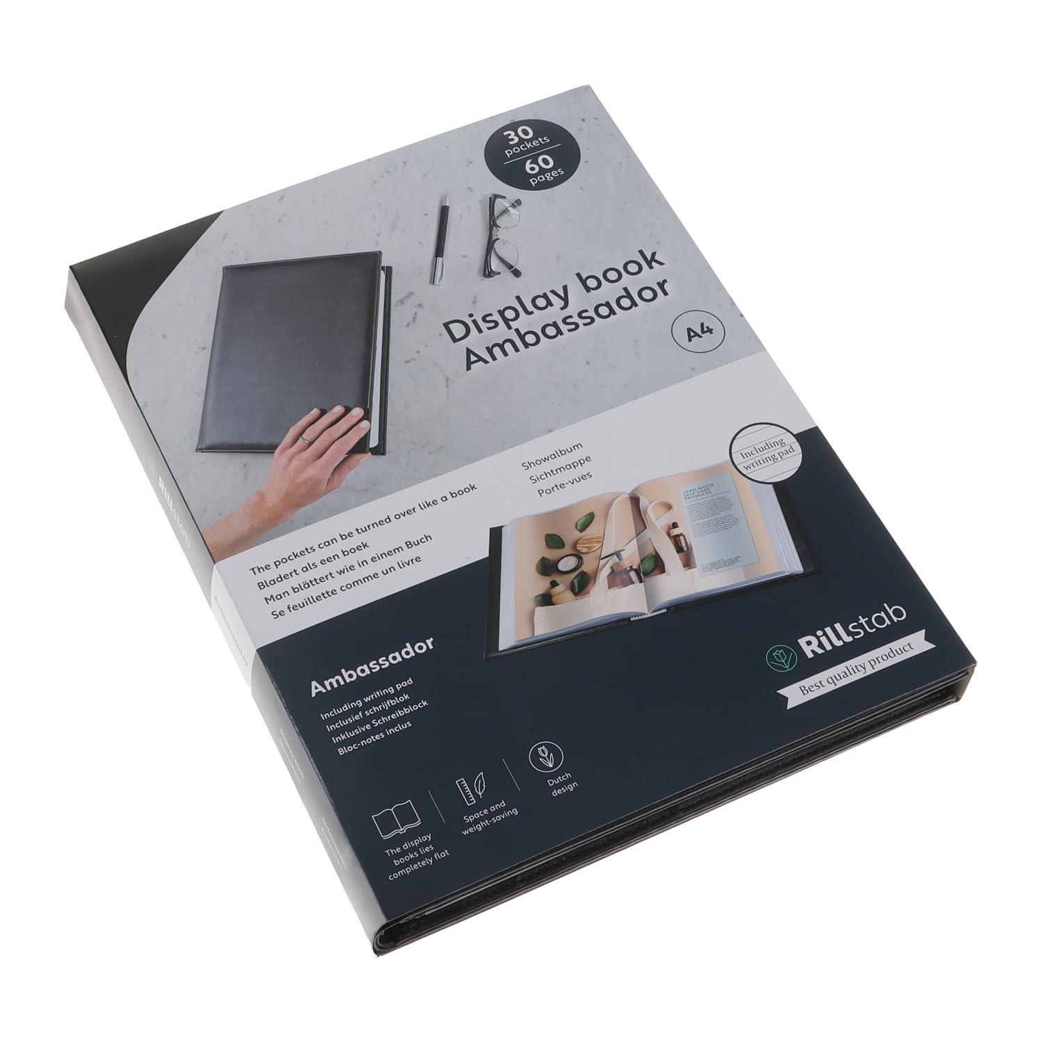 Rillstab DIN A4 PräSentationsalben-Ambassadeur, 25 x 33 x 3 CM with 30 Pockets Black