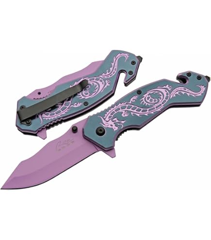 SZCO Supplies 8” Purple Spider Web Assisted Open EDC Rescue