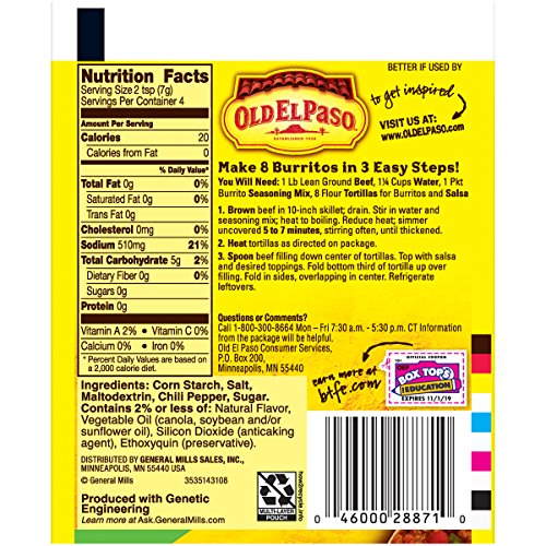 Old El Paso Burrito Seasoning Mix 1 Oz Packet (pack Of 32) on Galleon