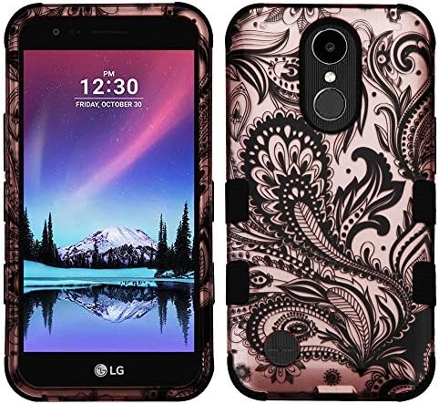 LG V5 / LG K10 2017 / LG K20 PLUS Case - Armatus Gear (TM) TUFF Hybrid Armor Case Protective Phone Cover for LG V5 / LG K10 2017 / LG K20 PLUS - Rose Gold Phoenix Flower