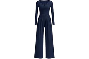 PRETTYGARDEN Jumpsuits for Women Dressy Casual 2026 Fall One Piece Outfits Long Sleeve Wide Leg Pants Romper Fashion Clothing