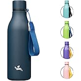Konokyo Insulated Water Bottle with Strap,18 oz Double Wall Stainless Steel Vacuum Bottles Metal Water Flask,Navy Blue