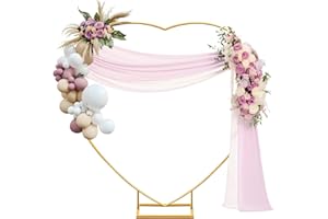 IKULE Heart Shape Wedding Metal Arch Backdrop Gold Flower Balloon Arbors Stand for Wedding Birthday Party, Graduation Decorations and Baby Shower 2M