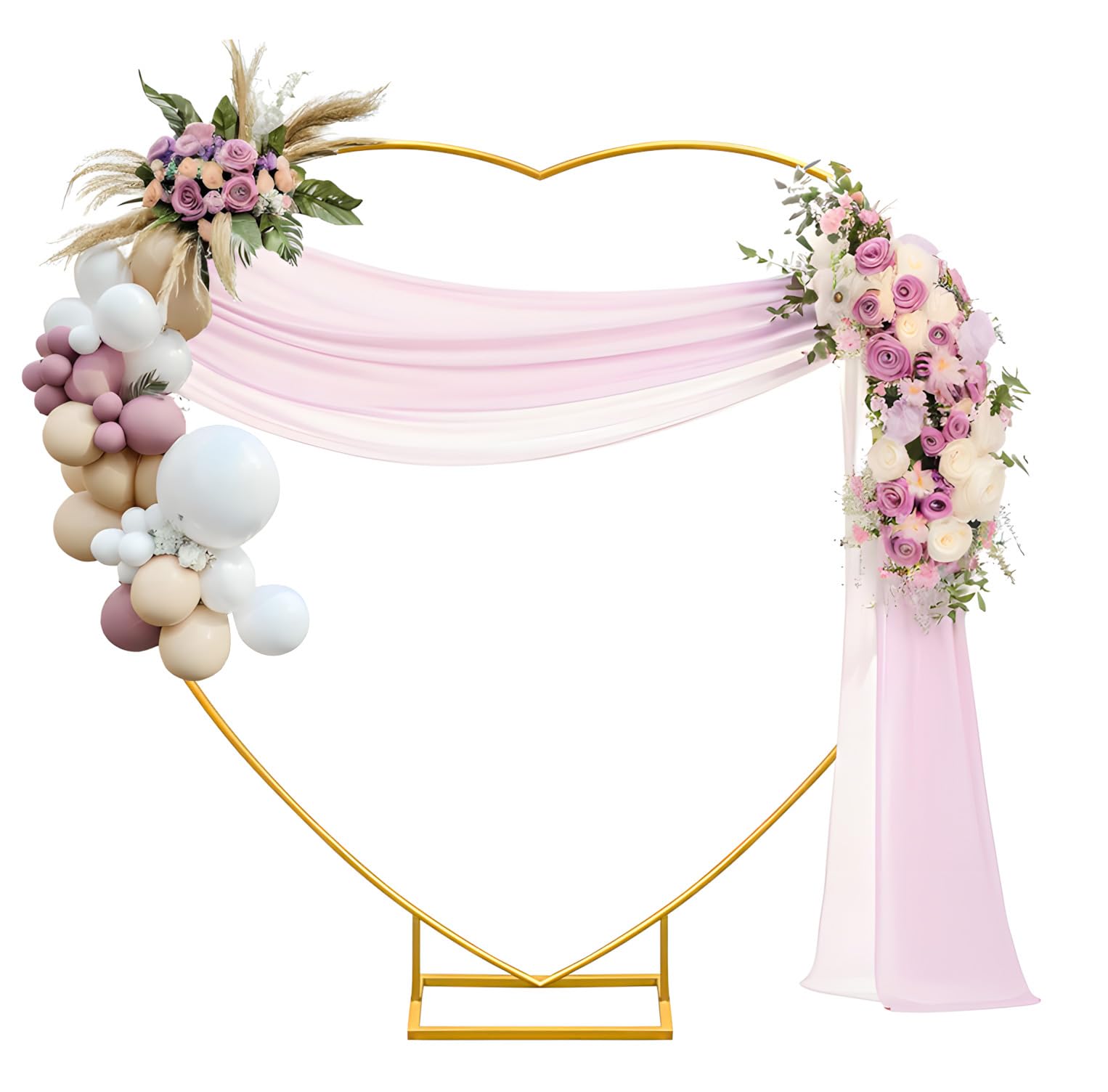 Photo 1 of **ONE TUBE MISSING**IKULE Heart Shape Wedding Metal Arch Backdrop Gold Flower Balloon Arbors Stand for Wedding Birthday Party, Graduation Decorations and Baby Shower 2.2M