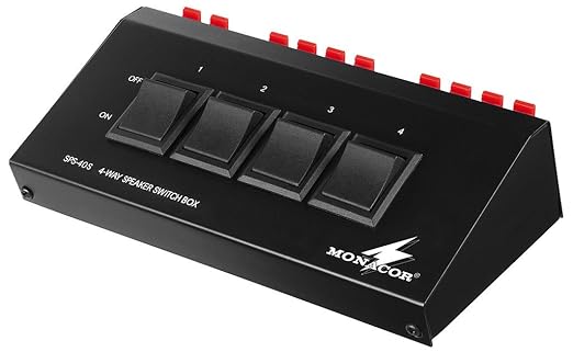 Monacor Lautsprecher-Umschaltbox für 4 Paar Lautsprecher (200 W max.)