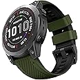 OVERSTEP Compatible with Fenix 7X Band, 26mm Width Soft Silicone Watch Strap for Garmin Fenix 5X/Fenix 5X Plus/Fenix 6X/Fenix 6X Pro/Fenix 3/Fenix 3 Hr Smartwatch