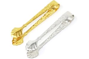 Honbay 2PCS Stainless Steel 3.74 Inch Vintage Rose Handle Sugar Cube Tongs Ice Cube Tongs Mini Serving Tongs Small Food Clips Kitchen Tiny Tongs for Appetizers Desserts Tea Coffee Party