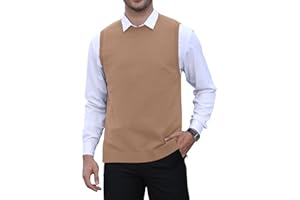 KUYIGO Men's Sleeveless Vest Classic Crew Neck Casual Knit Slim Fit Pullover Sweater Comfortable Winter Tank Tops