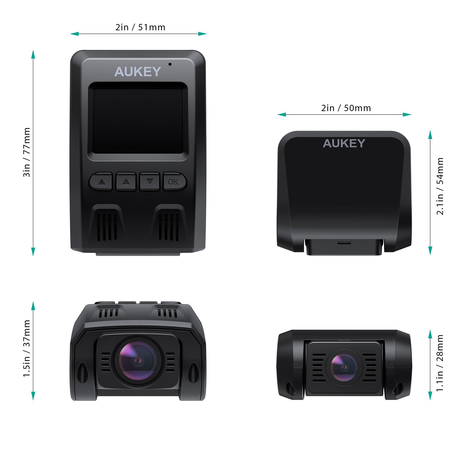 AUKEY Dual Dash Cam HD 1080P Front and Rear Camera Car Camera