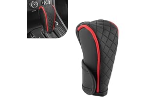 Diamall 1 PC Car Gear Shift Cover, Non-slip Leather Shifter Cover, Breathable Automotive Gear Shift Decoration Accessories for Shift Lever Protection, Universal for Most Cars Trucks SUVs (Black&Red)