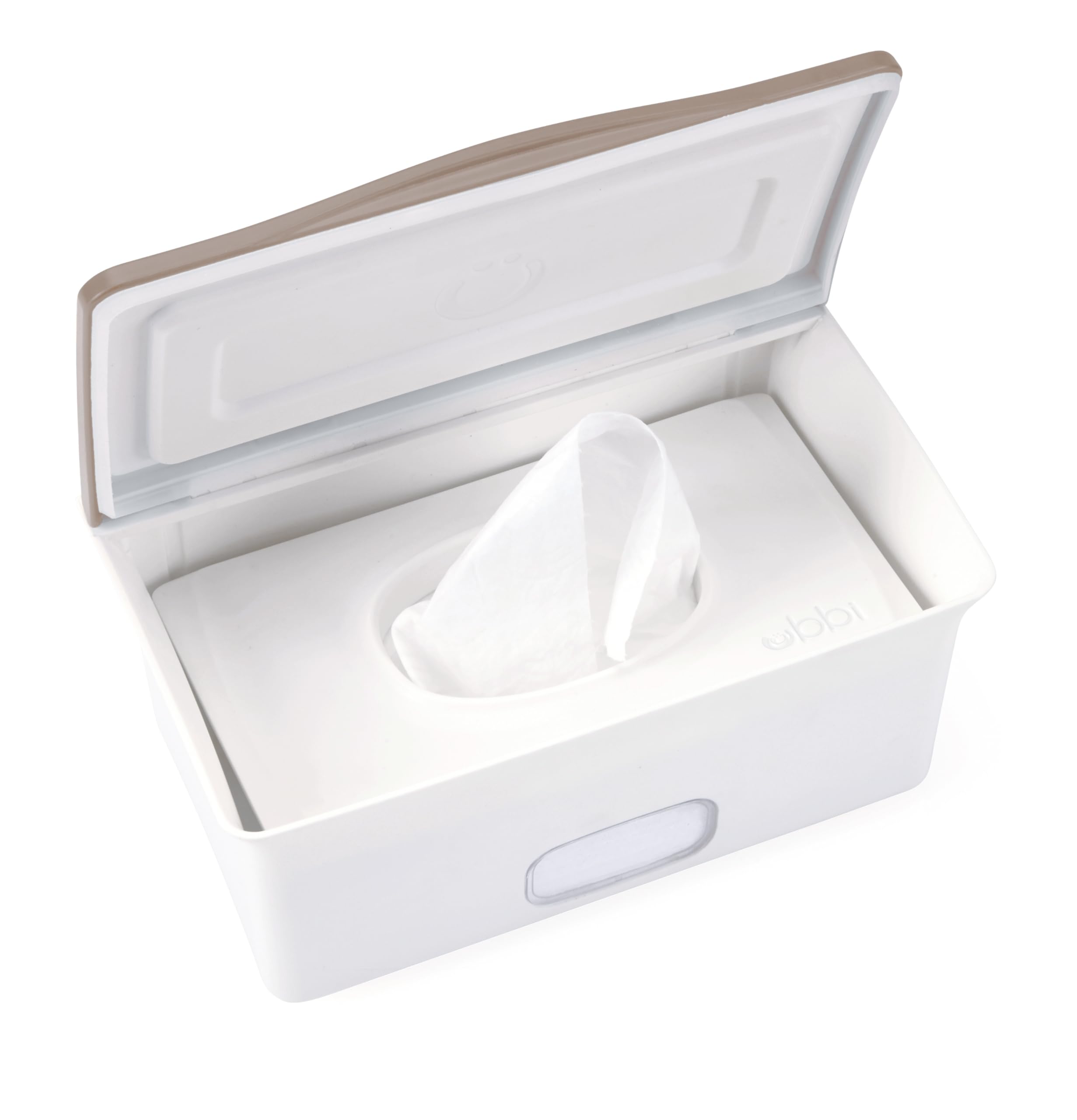 Photo 1 of Ubbi Baby Wipes Dispenser with Weighted Plate and Secure Seal, Nursery and Baby Registry Essential to Keep Wipes Fresh, Taupe