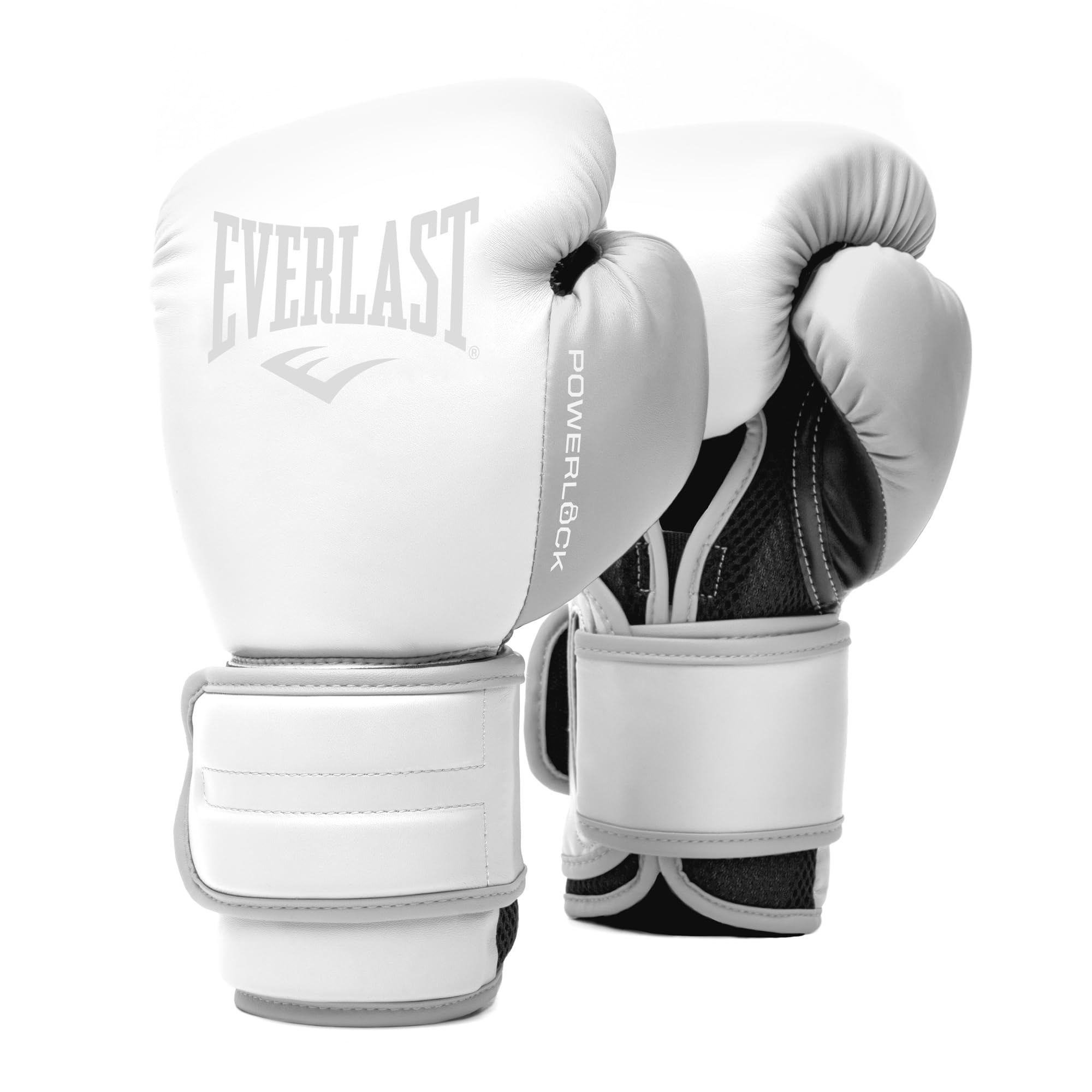Everlast Powerlock 2 Hook & Loop Boxing Gloves | Fight Training Gloves | Hook and Loop with Durable Hand & Wrist Support | Heavy Bag & Fitness Training (White, 12 oz) Image