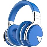 COWIN E7 Active Noise Cancelling Bluetooth Headphones with Microphone Deep Bass Wireless Headphones Over Ear, Comfortable Protein Earpads, 30H Playtime for Travel Work TV Computer IPhone - Blue