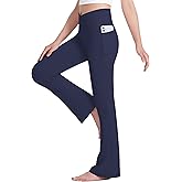 HASMES Girls Flare Leggings with Pockets Kids Bell Bottom High Waisted Flare Yoga Pants for Dance Activewear