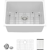 Lordear 24 Granite Composite Laundry Sink 24&times;18 Inch Undermount White Laundry Room Sink 12 Inch Deep Utility Sinks Under Counter Sinks with Accessories