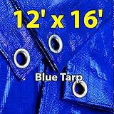 12' X 16' Blue Multi-purpose Waterproof Poly Tarp Cover with Tent Shelter Camping Tarpaulin By Prime Tarps ()