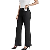 DLOODA Dress Work Pants Women Business Casual Slack Trousers Stretchy Pull On Office Flare Pants with Pockets