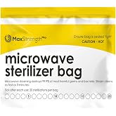 Max Strength Pro Microwave Steam Sterilizer Bags 20pc, Reusable Large Bags | Baby Bottles, Soothers, Teethers, Breast Pump Parts, Training Cups, Accessories, 20 Uses Per Bag, Easy Tracking System