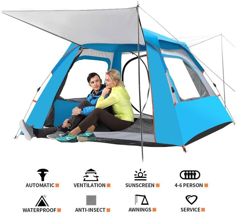 TINSAHW 2-4 Person Camping Tent, for Camping Double Layer Waterproof Instant Pop Up Hydraulic Automatic Family Beach Dome Tent UV Protection for Outdoor Hiking Picnic