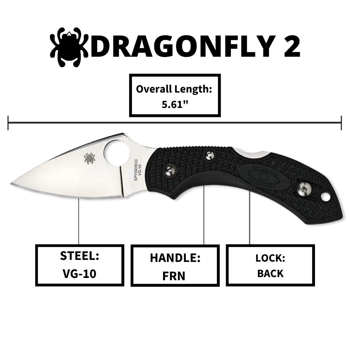 Spyderco Einhandmesser Dragonfly2 Lightweight, Schwarz, One size, C28PBK2 5