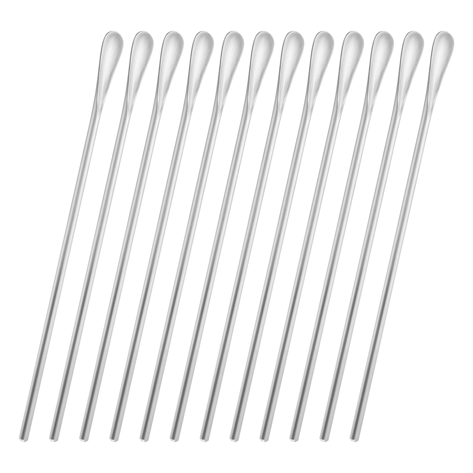 luvtree 12PCS 21.8cm Stainless Steel Stirrer Spoons – Reusable Long-Handled Coffee, Cocktail & Iced Tea Spoons. Dishwasher Safe
