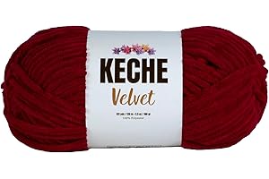 Keche Velvet Yarn for Crocheting, Soft Chenille Bulky Baby Blanket Amigurumi Yarn 100 gr (132 yds) - Red