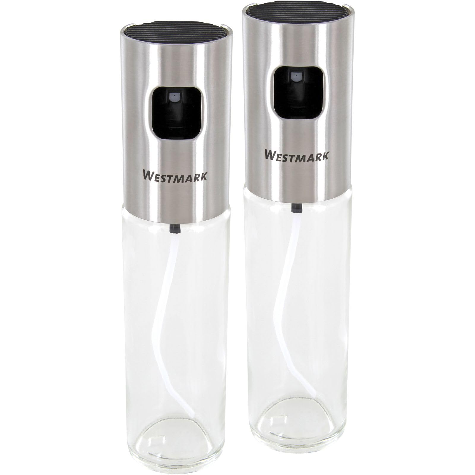 Westmark Oil and Vinegar Spray Set, with Pump Spray Head, Volume: 100 ml Each, Height: 18 cm, Stainless Steel/Glass, Colour: Silver/Clear, 24362260