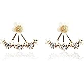 BOOZIQ Flower Earrings for Women Bohemian Daisy Stud Earring Elegant Zircon Flower Stud Earring Prom Costume Jewelry Gift for Women