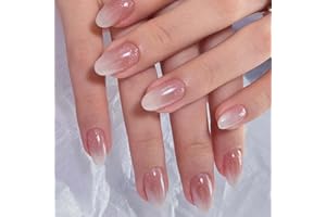 YIZHUO Semi Cured Gel Nail Strips Kit - Gradient Pink Glazed Donut Design, Long Lasting Salon Quality, 20 Pcs Full Nail Wraps, Easy DIY Manicure at Home (UV Lamp Required)