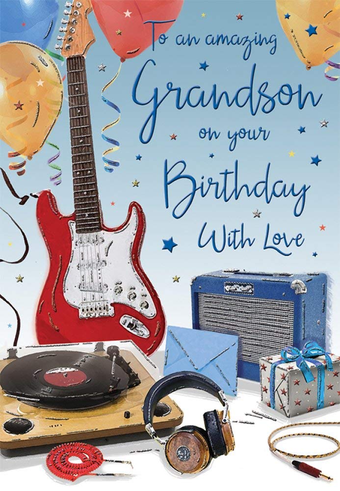 Piccadilly Greetings Birthday Card Grandson - 9 x 6 inches - Regal Publishing, C80444,yellow|brown|blue