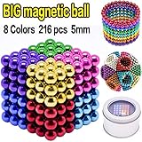 YYage 8 Colors 216 Pieces 5MM DIY Magnets Toys Magnet Sculpture Building Blocks Magnetic Fidget Gadget Toys Set for Stress Relief ,Office and Home Desk Toys Desk Games