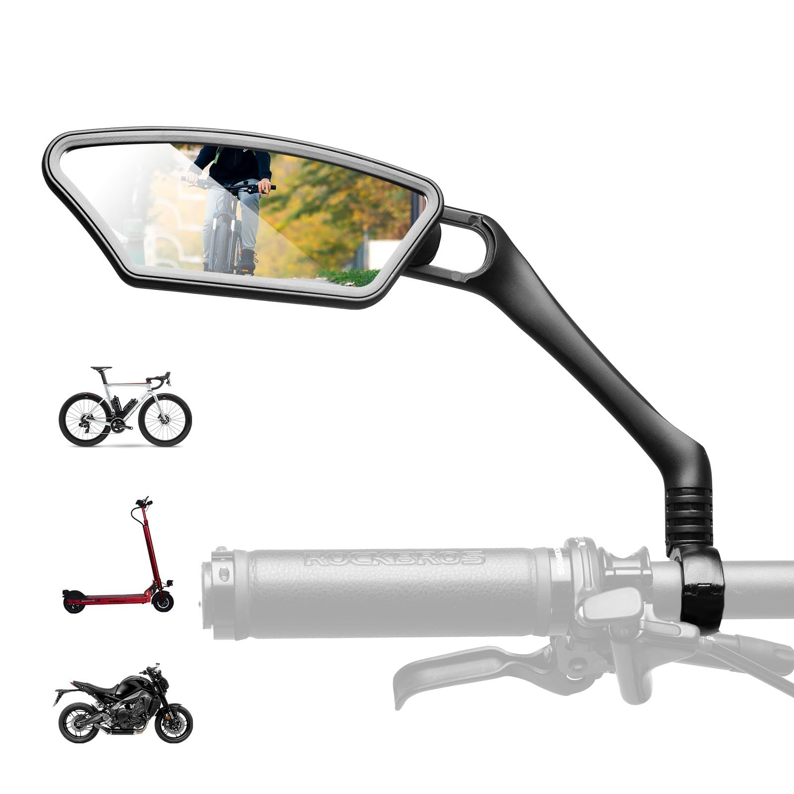 ROCKBROS Bike Mirrors 360°Rotation Bicycle Handlebar Mirrors Adjustable Cycling Rear View Mirror Stainless Steel Bike Side Mirrors for Mountain Road Bike, Motorcycle, Scooter, Electric Bike 21-27mm