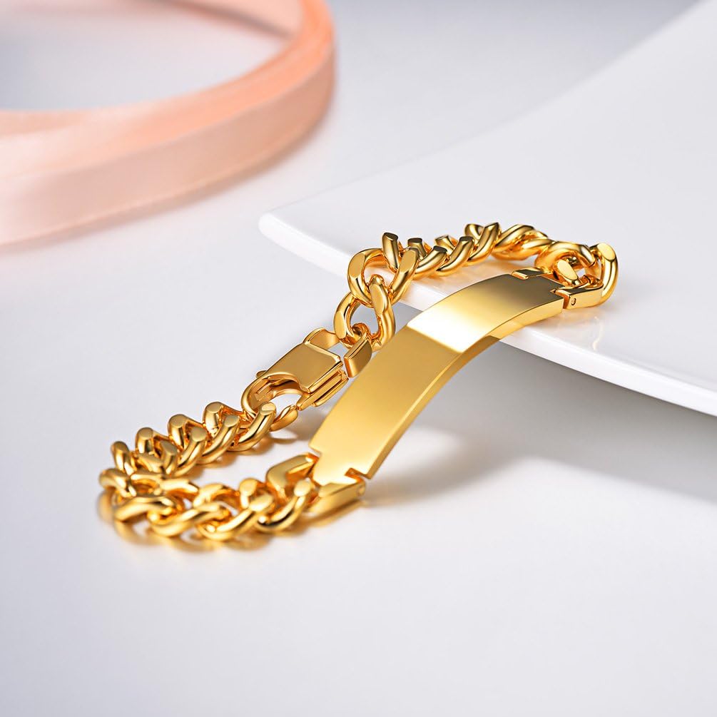 PROSTEEL Gold Bracelets for Men and Women Wrist Chain Cuban Link Chain Bracelet 10mm 21cm Gift Chunky Gold Bangle - Image 3