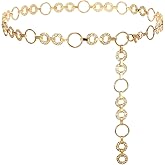 WHIPPY Metal Waist Chain Belt Women Adjustable Body Link Belts Ladies Fashion Chain for Jeans Dress