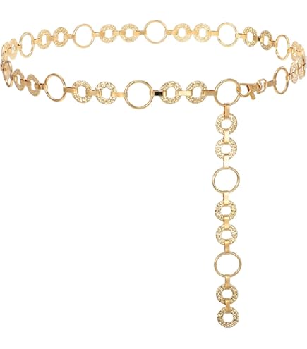 Glamorstar Chain Belts for Women Dress Multilayer Metal Waist Belt
