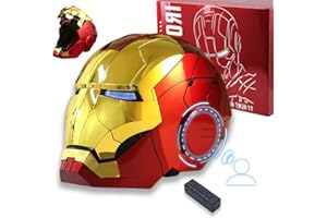 Tarrshiney Electronic MarK 5 Helmet Gold Voice Control/Sensing/Remote Control Open/Close with Sounds & LED Eyes Light Up Super Hero Movie 1:1 model Prop.