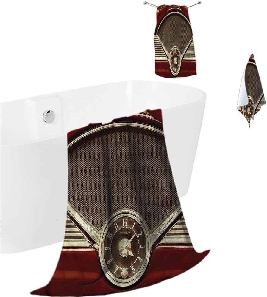 prunushome Bath Towels 1950s Gym Towels Classic Car Dashboard Clock for Camp Travel Hotel 3 Piece Towels Set (Bath Towels,Hand Towels,Washcloths)