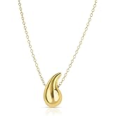 Savlano 925 Sterling Silver Chunky Dupe Teardrop Pendant Necklace - 18K Gold Plated 16” Inches +2-inch Extension Link Chain for Women Comes with Gift Box - Made in Italy