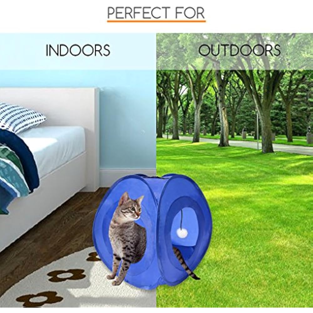 Pop Up Cat Houses & Condos Instant Kitty Play And Sleep Tent With