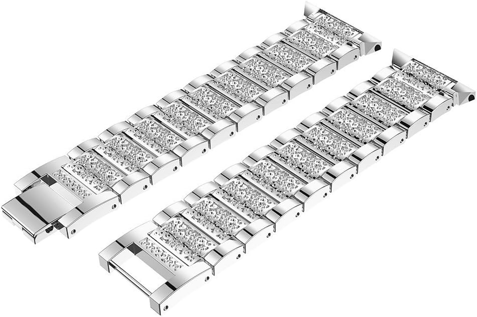 AISPORTS Compatible for Fitbit Blaze Strap with Frame for Women Adjustable Stainless Steel Bling Glitter Jewelry Crystal Diamond Metal Bracelet Wristband Replacement Strap for Fitbit Blaze Smartwatch - Image 5