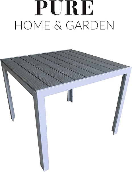 Amazon De Pure Home Garden Aluminium Gartentisch Fire Mit Polywood Tischplatte 90x90 Absolut Wetterfest Silber Aus Dem Hause