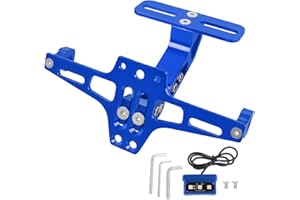 HAONEL Motorcycle License Plate Bracket Holder CNC Aluminum Blue Universal Fender Eliminator Kit with Plate Light