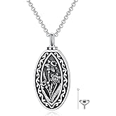 MEIDERBO Personalized Custom Birth Flower Urn Necklace for Ashes S925 Sterling Silver 12 Month Pendant Cremation Jewelry for Ashes with w/Funnel Filler Memorial Keepsake Jewelry for Women